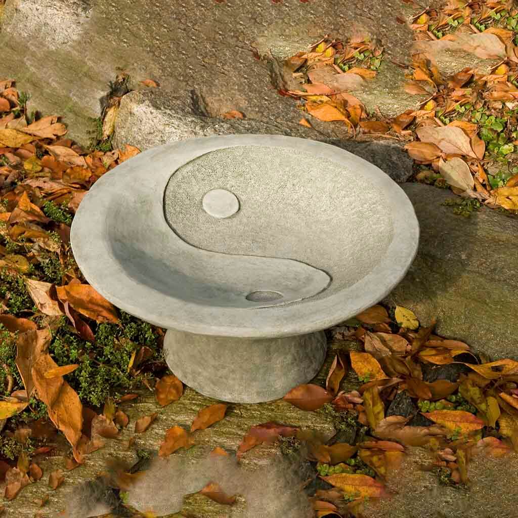 Yin Yang Pedestal Birdbath Cast-Stone Birdbath