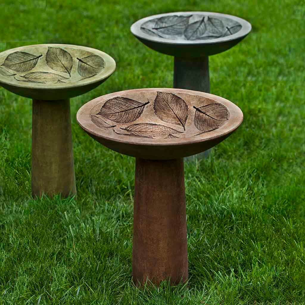 Hydrangea Leaf Birdbath Cast-Stone Birdbath
